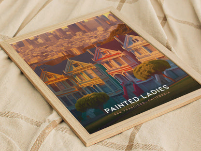 Painted Ladies San Francisco Poster | Alamo Square Victorian Wall Art Print