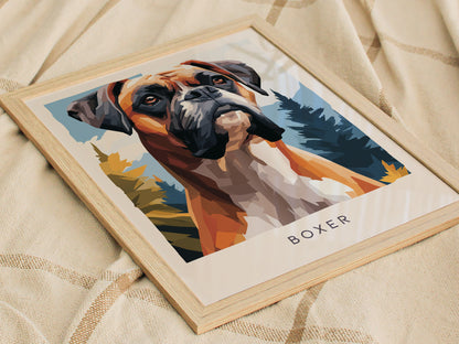 Boxer Poster | Loyal & Noble Canine Portrait Wall Art — styled in a modern interior