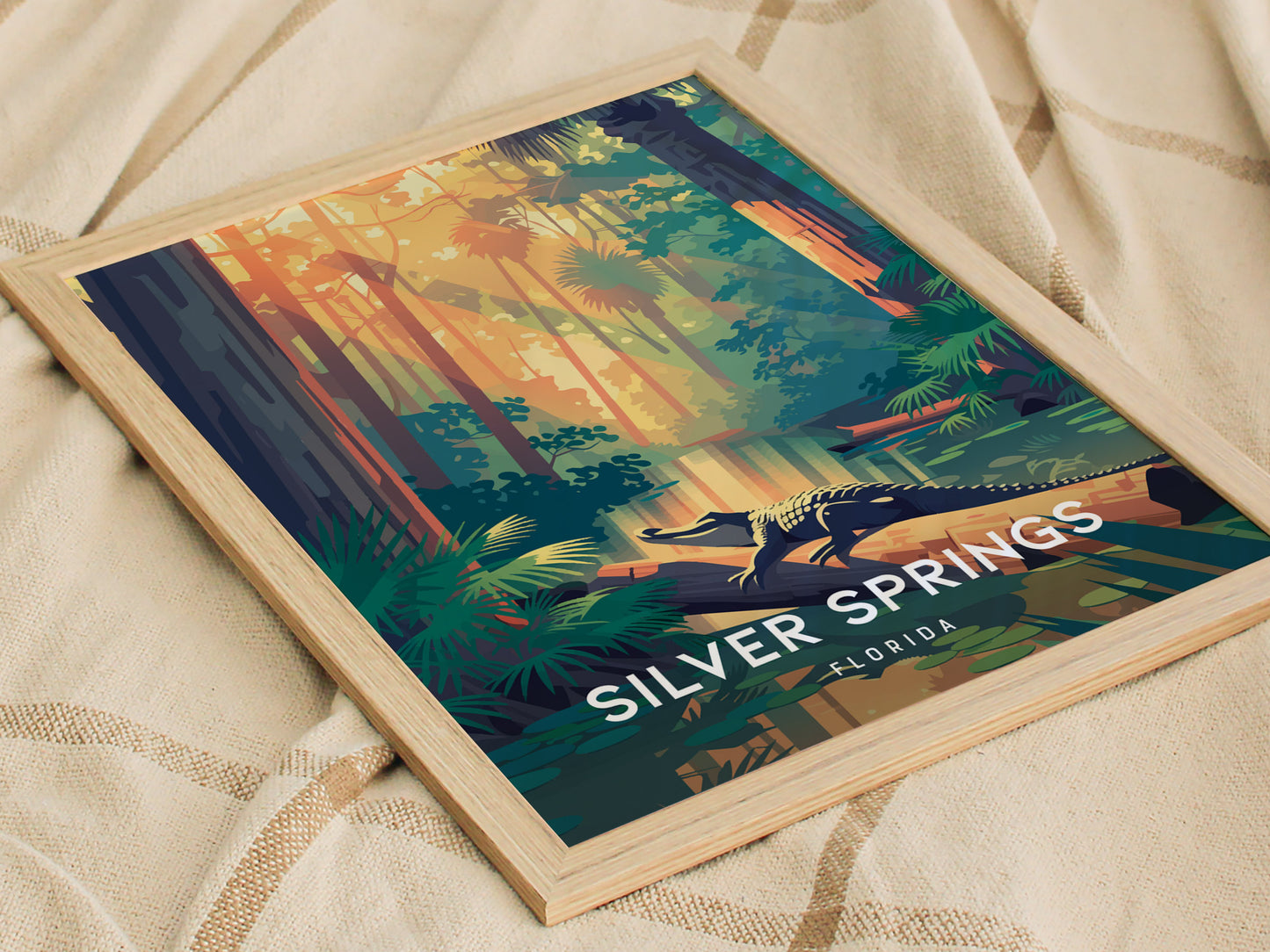 Silver Springs, Florida Poster | Crystal Waters & Glass-Bottom Boat Wall Art — styled in a modern interior