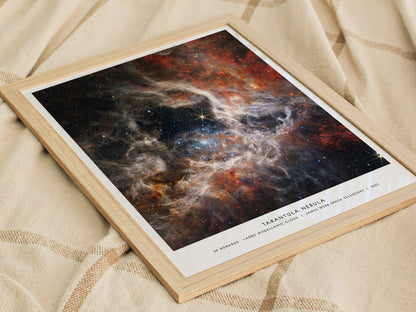Natural wood framed Tarantula Nebula space print