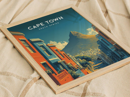 Cape Town, South Africa Poster | Table Mountain & Coastal Beach Decor Wall Art — styled in a modern interior