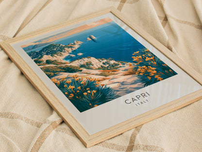 Capri Matte Border Poster | Italy Travel Wall Art — styled in a modern interior