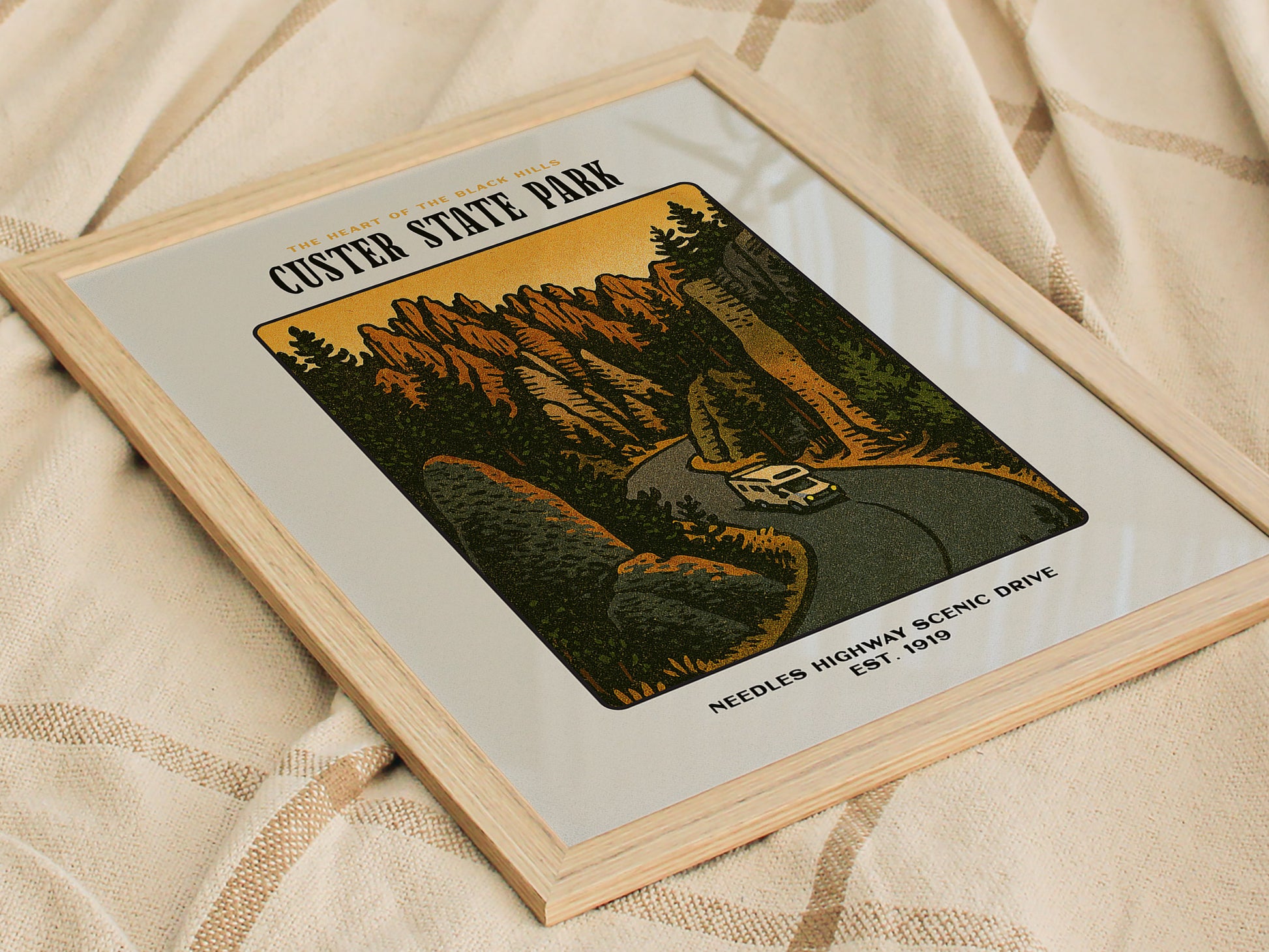 Custer State Park Vintage Poster | South Dakota Black Hills Wall Art