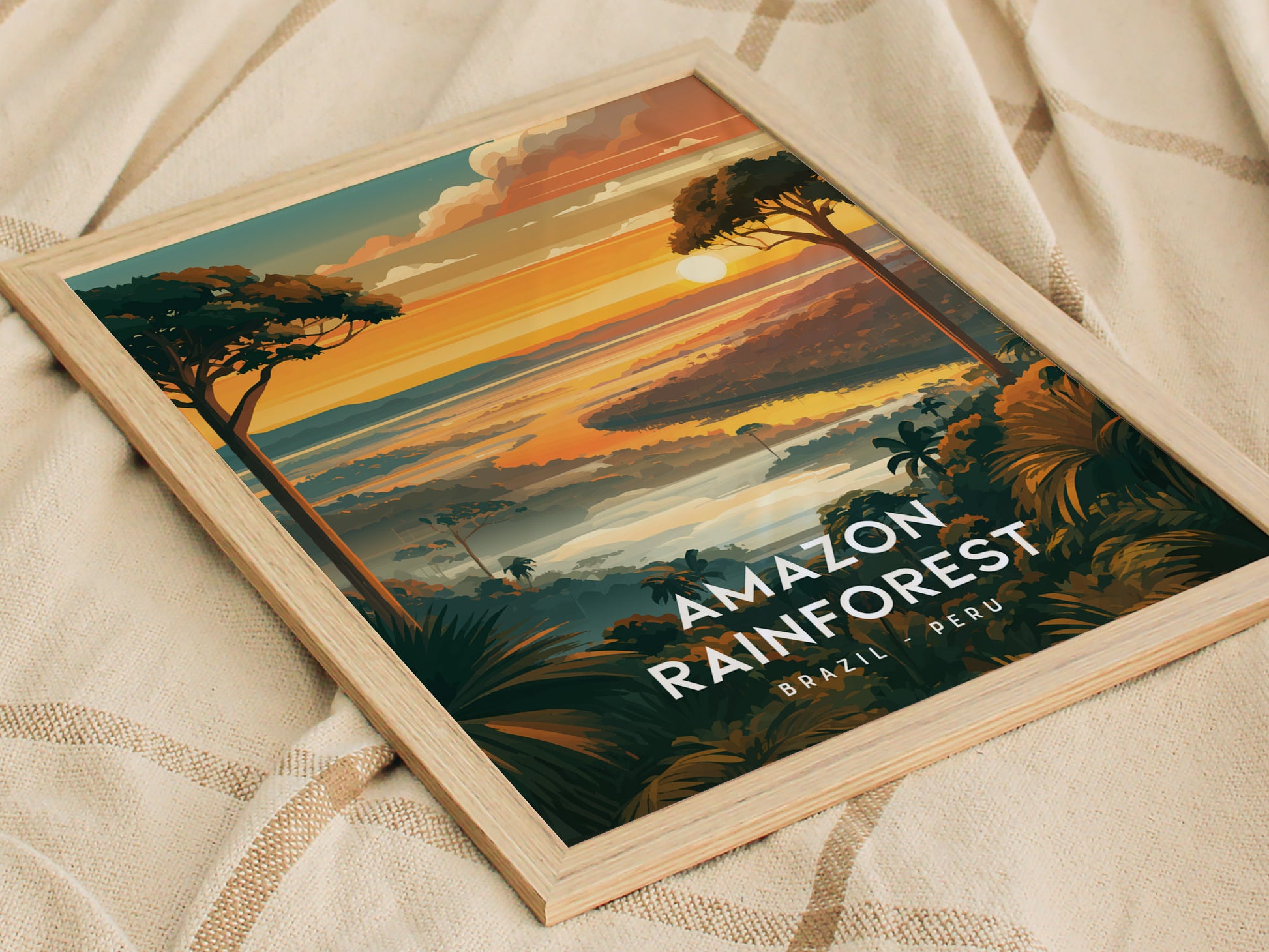Amazon Rainforest, South America Poster | Lush Jungle & Exotic Wildlife Wall Art — styled in a modern interior