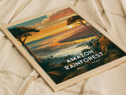 Amazon Rainforest, South America Poster | Lush Jungle & Exotic Wildlife Wall Art — styled in a modern interior