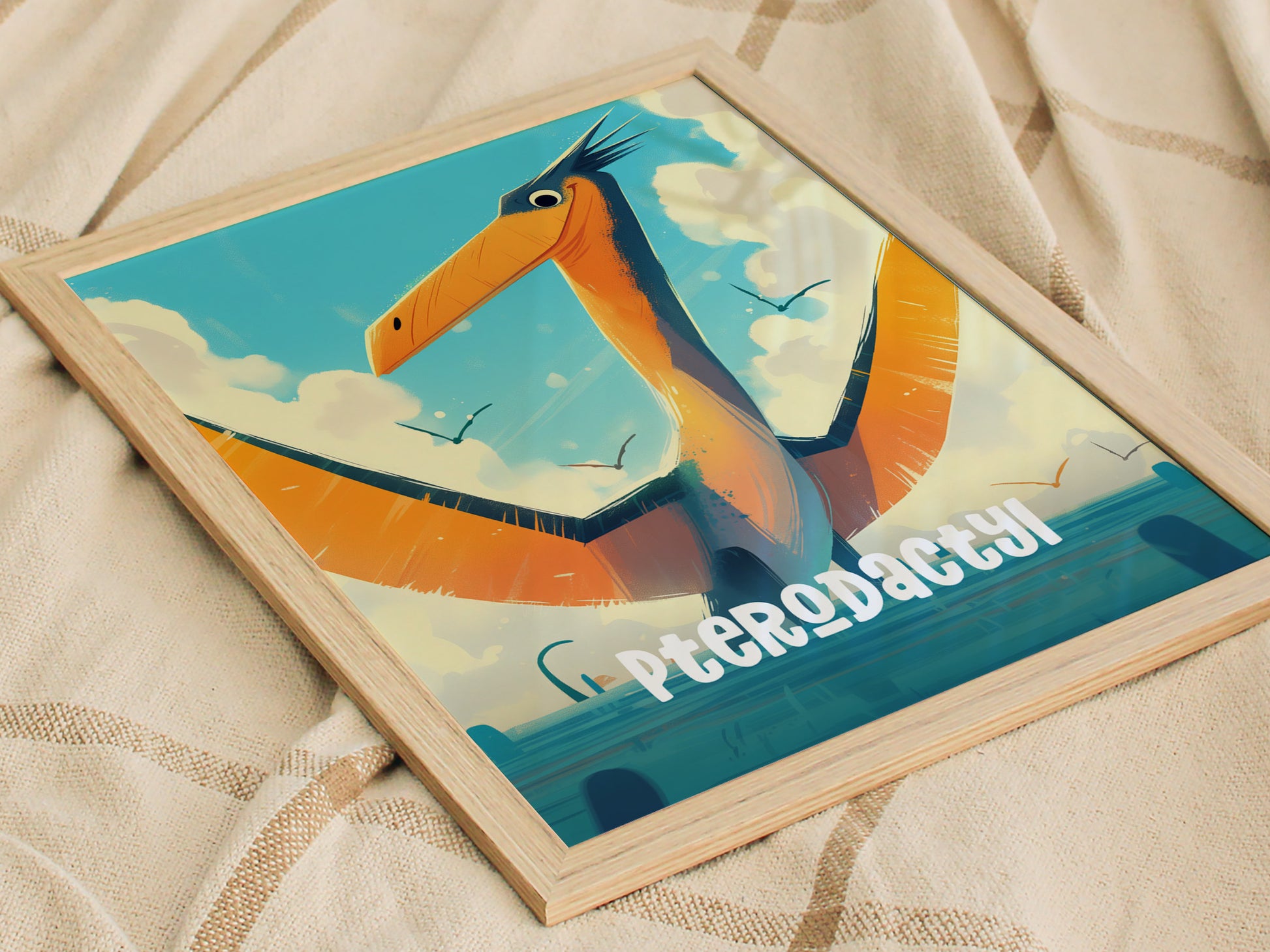 Pterodactyl Poster | Dinosaur Kids Room Wall Art | Nursery Dino Print