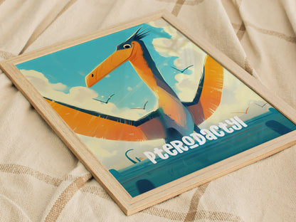 Pterodactyl Poster | Dinosaur Kids Room Wall Art | Nursery Dino Print