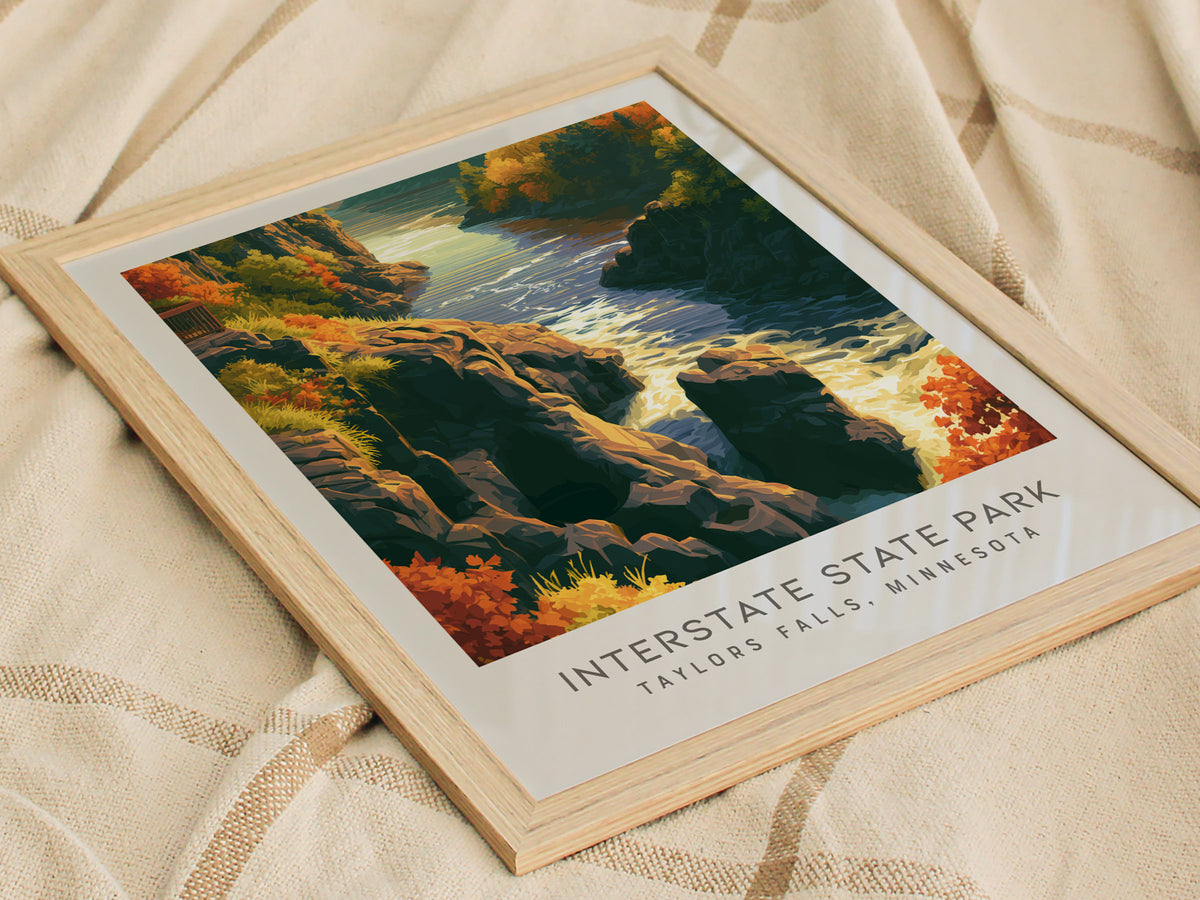 Interstate State Park Matte Border Poster | Taylors Falls, Minnesota Vacation Wall Art — styled in a modern interior