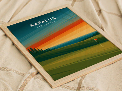 Kapalua Plantation Course, Maui, Hawaii Poster | Tropical Links Golfer Gift Wall Art — styled in a modern interior