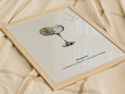 Margarita Cocktail Poster | Classic Tequila Lime Bar Art Print — styled in a modern interior