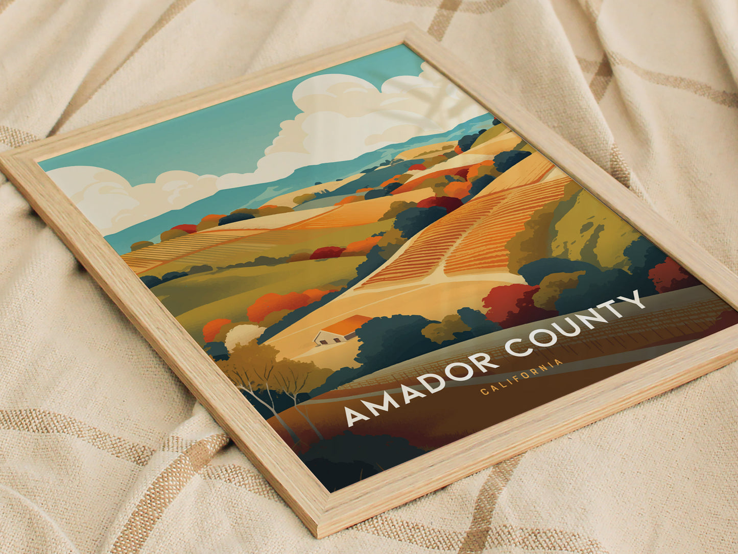 Amador County California Vineyards Poster | Wine Country Wall Art | Framed or Unframed