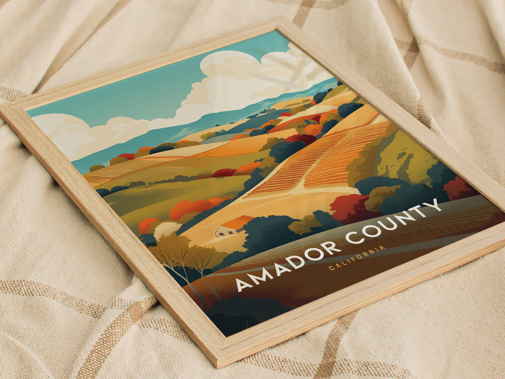 Amador County California Vineyards Poster | Wine Country Wall Art | Framed or Unframed