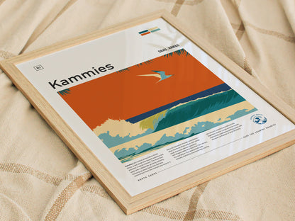 Kammies, Hawaii Poster | Tropical Surf Break Paradise Wall Art — styled in a modern interior