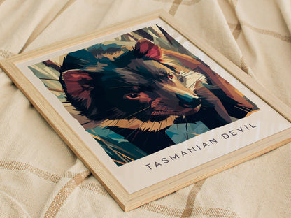 Tasmanian Devil, Sarcophilus harrisii Poster | Bold Wildlife Wall Art — styled in a modern interior