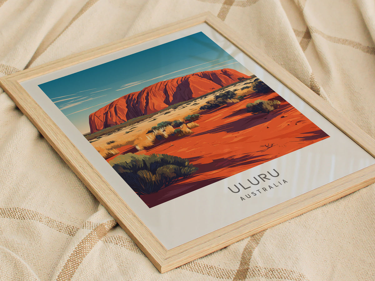 Uluru Matte Border Poster | Australia Travel Wall Art — styled in a modern interior