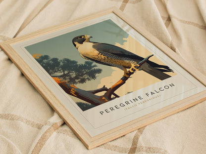 Peregrine Falcon Poster | Modern Audubon Bird of Prey Wall Art Print