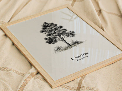 Longleaf Pine Poster | Pinus palustris Pen and Ink Print | Vintage Botanical Illustration Wall Art — styled in a modern inter