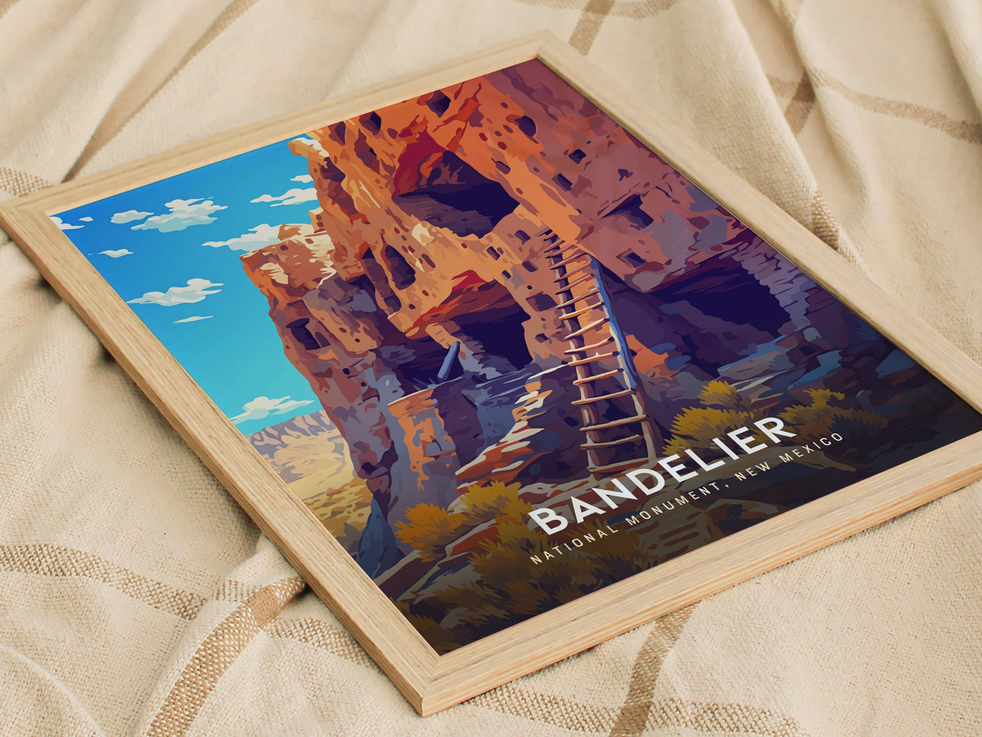 Bandelier National Monument Poster | New Mexico Pueblo Ruins Southwest Wall Art | Framed or Unframed