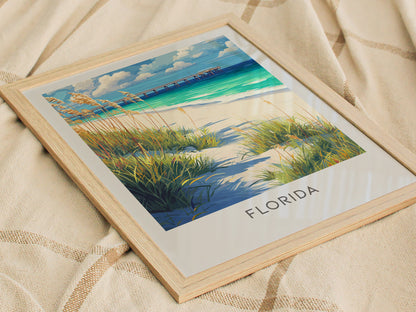 Florida Matte Border Poster | Sunshine State Travel Wall Art — styled in a modern interior