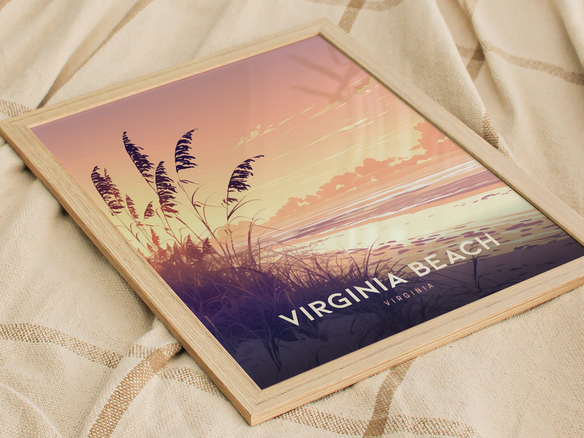 Virginia Beach Poster | Coastal Sunset Wall Art | Framed or Unframed