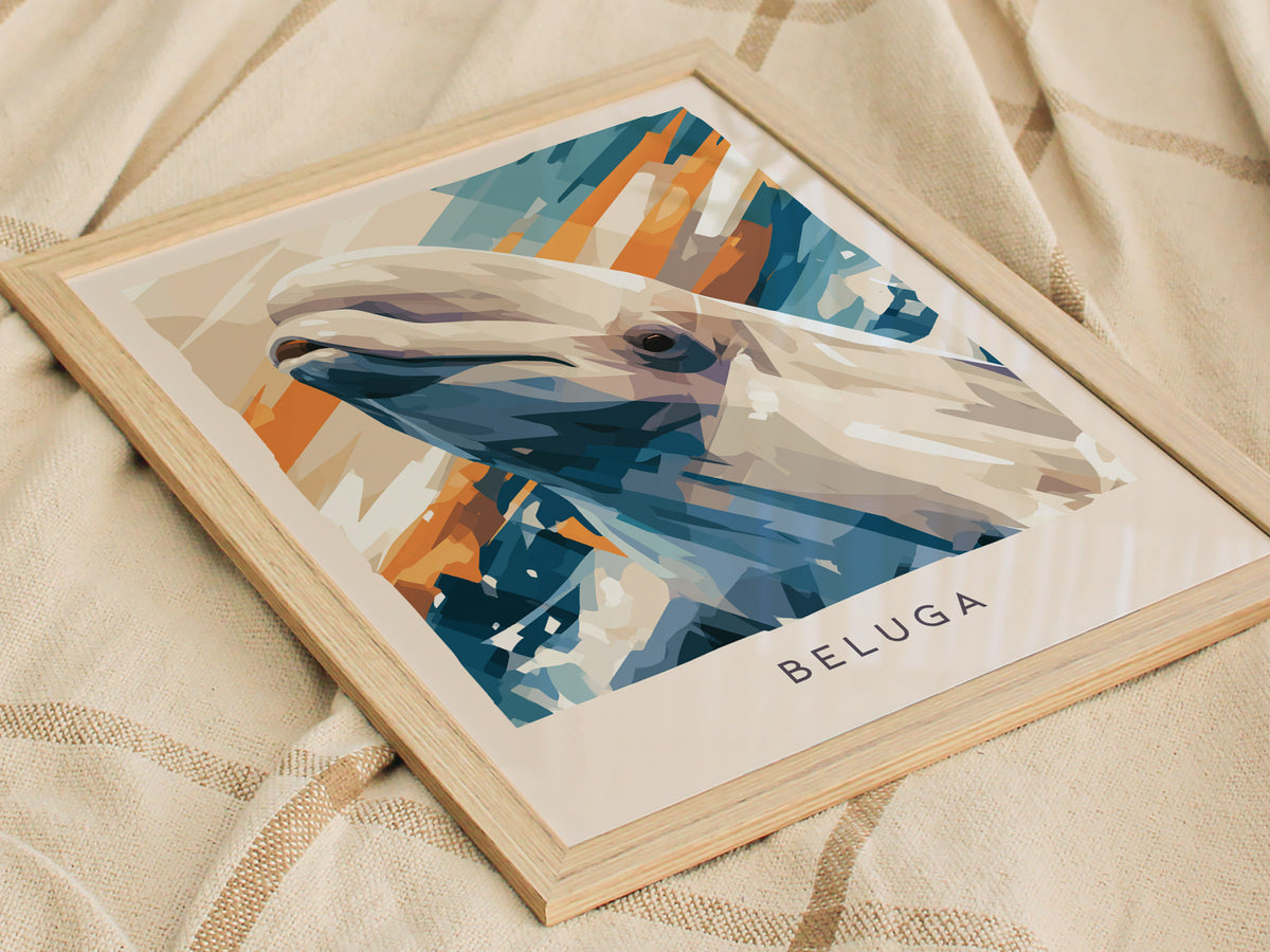 Beluga, Delphinapterus leucas Poster | Arctic Ocean Wildlife Wall Art — styled in a modern interior