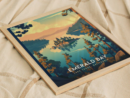 Emerald Bay State Park Poster | Lake Tahoe California Wall Art | Framed or Unframed