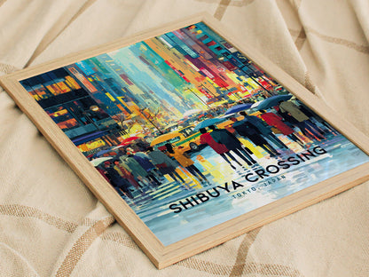 Shibuya Crossing Poster | Tokyo Japan Neon City Art Travel Gift