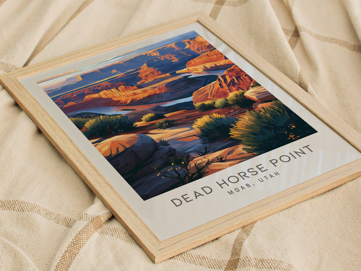 Dead Horse Point Matte Border Poster | Moab, Utah Desert Canyon Travel Gift — styled in a modern interior