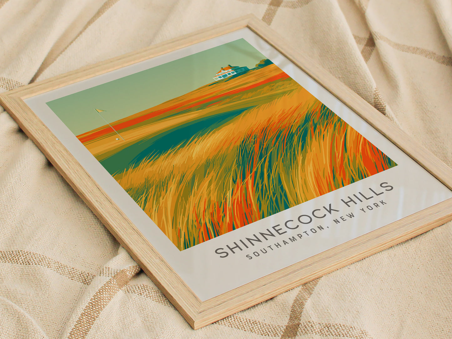 Shinnecock Hills Matte Border Poster | Southampton, New York Golf Wall Art & Country Club Decor — styled in a modern interior