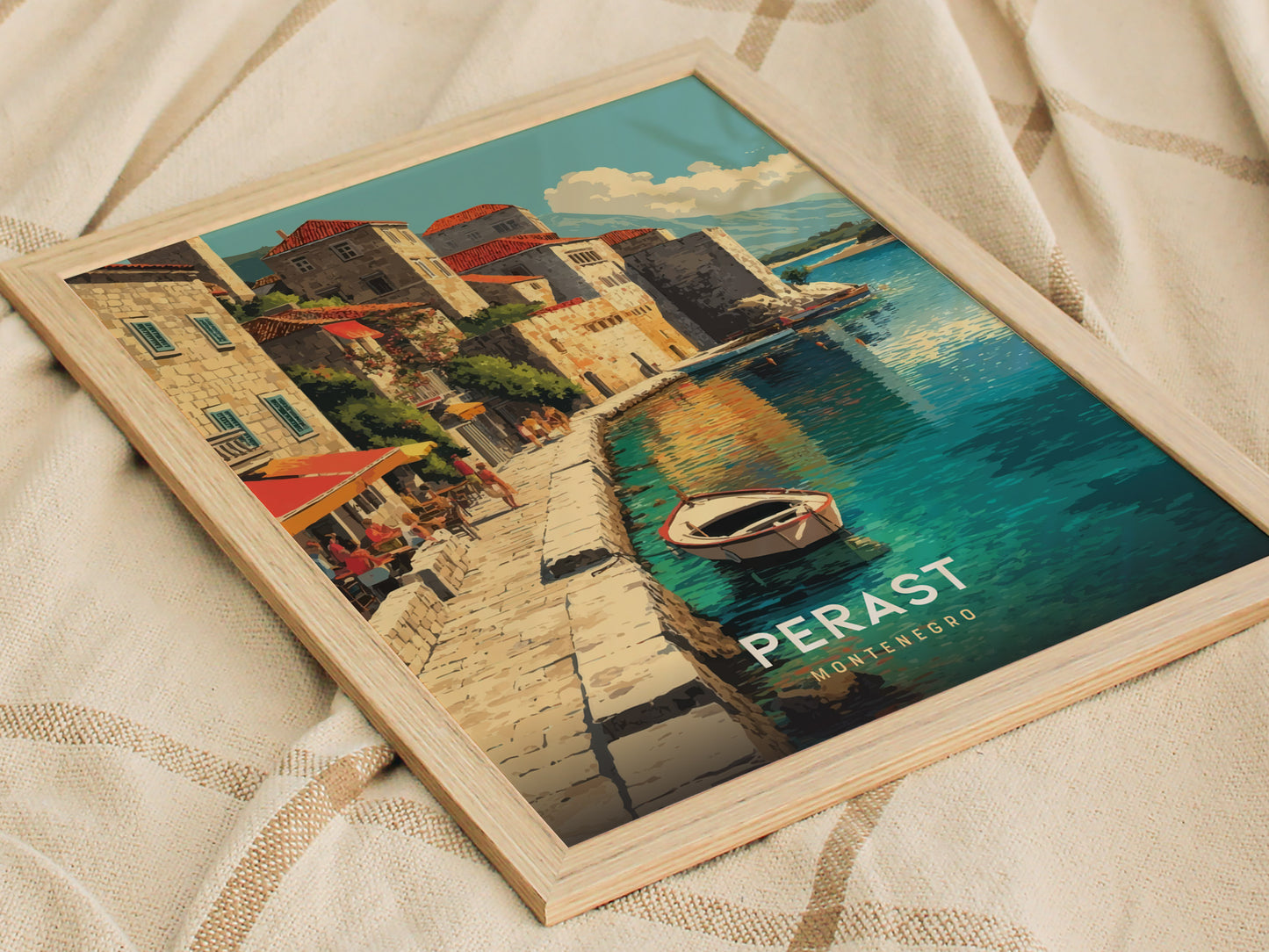 Perast Montenegro Poster | Bay of Kotor Coastal Wall Art Print