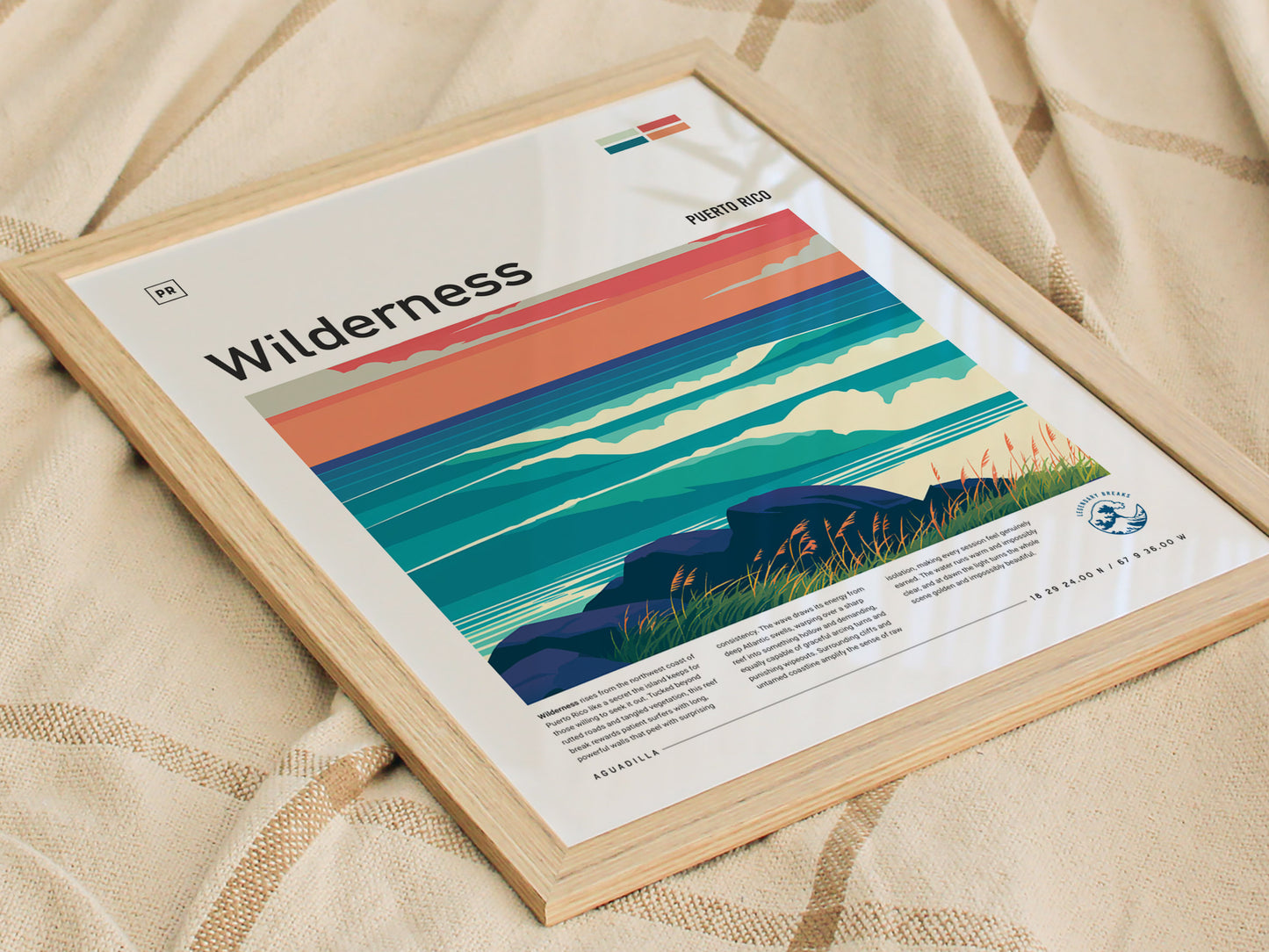 Wilderness, Puerto Rico Poster | Tropical Surf Paradise Wall Art — styled in a modern interior