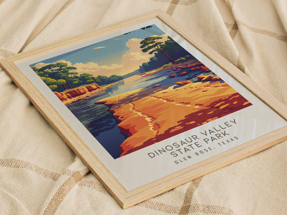 Dinosaur Valley State Park Matte Border Poster | Glen Rose, Texas Destination Print Travel Wall Art — styled in a modern inte