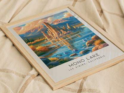 Mono Lake Matte Border Poster | Lee Vining, California Travel Wall Art — styled in a modern interior