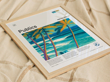Publics, Hawaii Poster | Tropical Surf Break Island Wall Art — styled in a modern interior