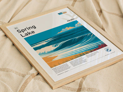 Spring Lake, New Jersey Poster | Surf Wall Art & Coastal Charm Print — styled in a modern interior
