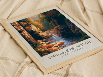 Smugglers' Notch Matte Border Poster | Stowe, Vermont Travel Wall Art — styled in a modern interior