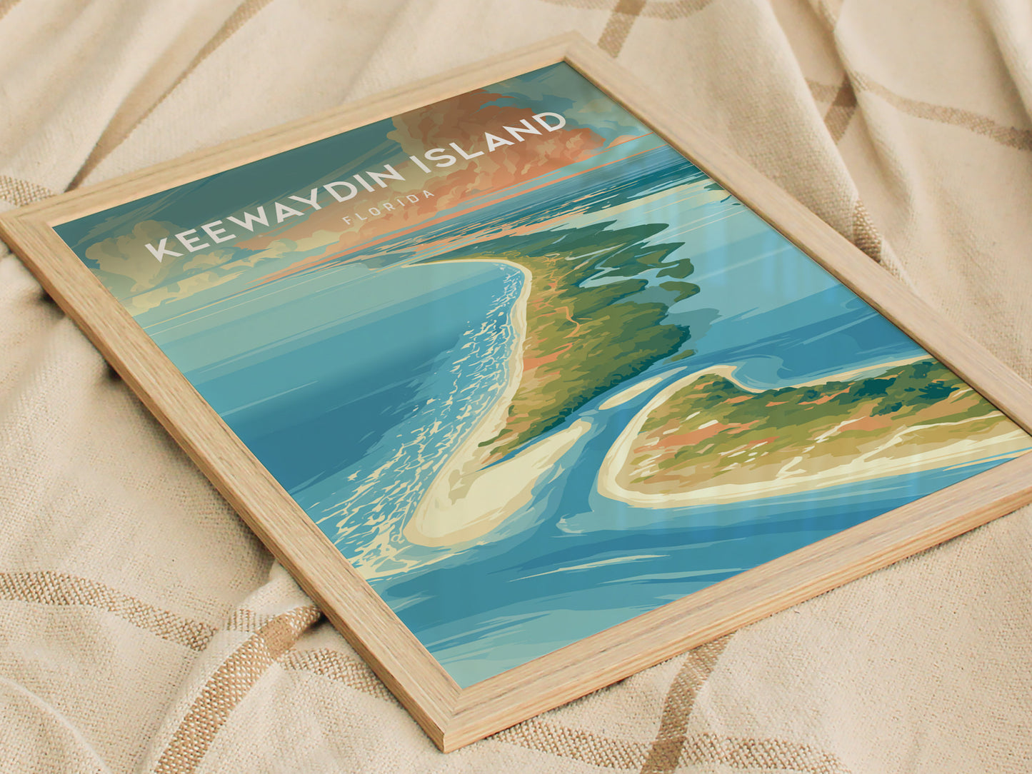 Keewaydin Island, Florida Poster | Secluded Beach & Coastal Decor Wall Art — styled in a modern interior