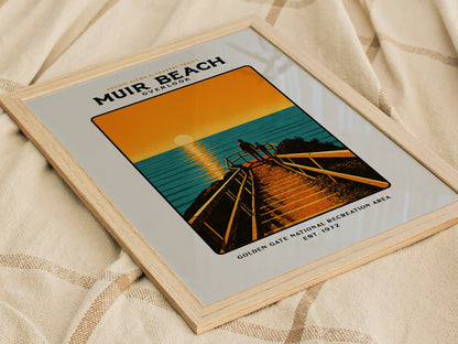 Muir Beach Overlook Poster | California Coastal Sunset Vintage Wall Art