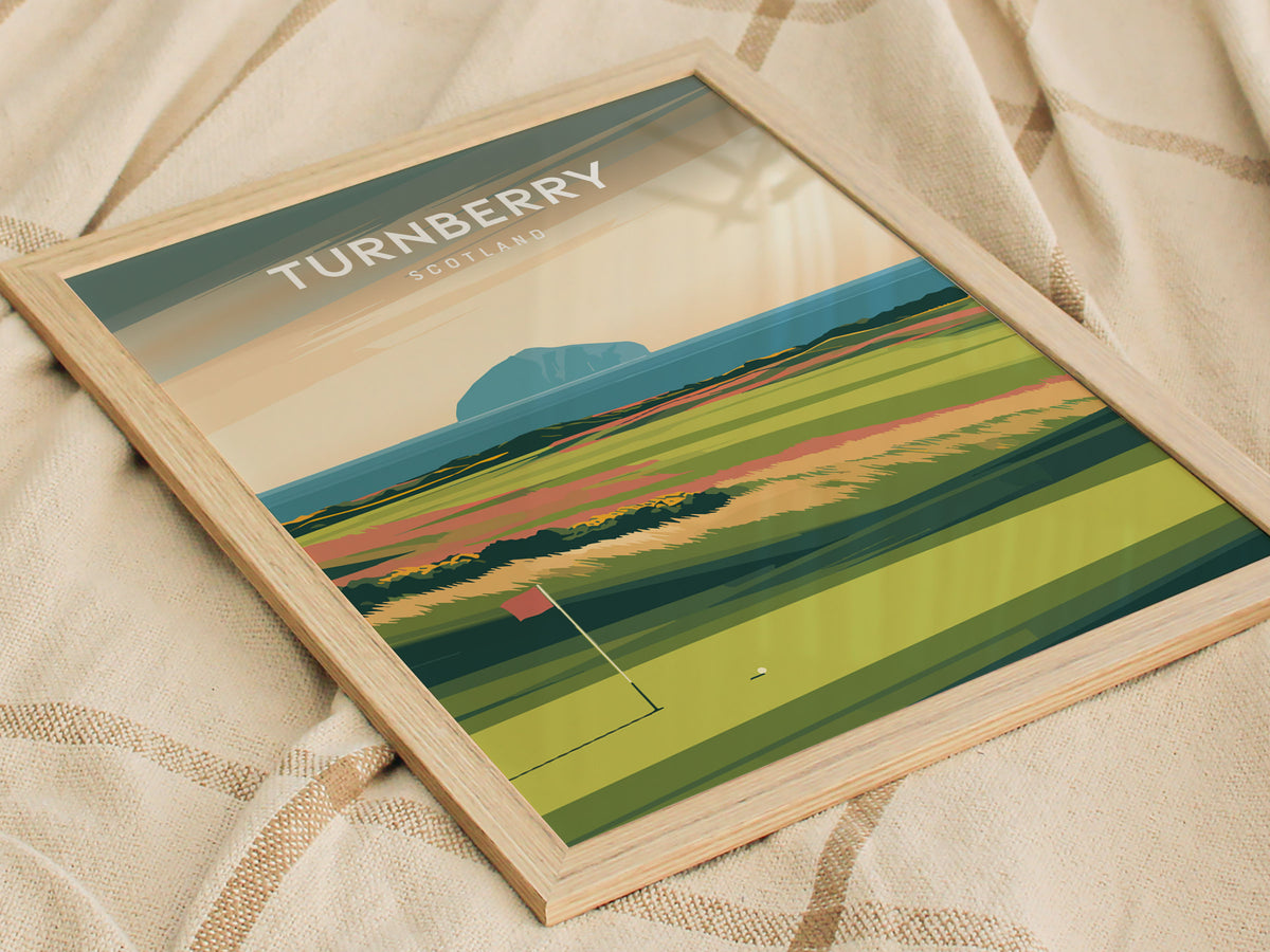 Turnberry, Scotland Poster | Links Poster & Golfer Gift Wall Art — styled in a modern interior