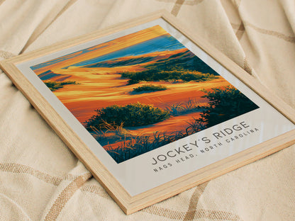 Jockey's Ridge Matte Border Poster | Nags Head, North Carolina Coastal Beach Decor — styled in a modern interior