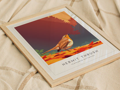 Hermit Thrush Poster | Woodland Songbird Forest Art Wall Art — styled in a modern interior