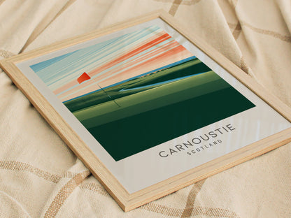 Carnoustie Matte Border Poster | Scotland Links Poster Golf Wall Art — styled in a modern interior