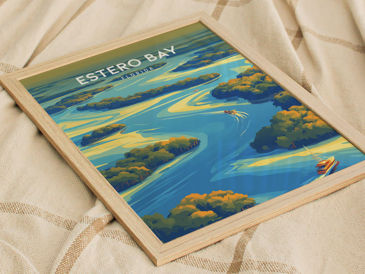 Estero Bay, Florida Poster | Mangroves & Gulf Coast Art Wall Art — styled in a modern interior