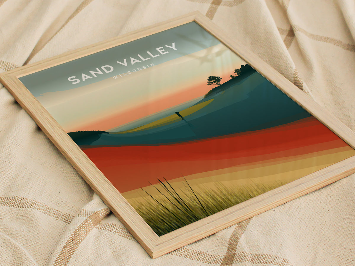 Sand Valley, Wisconsin Poster | Rolling Dunes & Fairways Golf Wall Art — styled in a modern interior