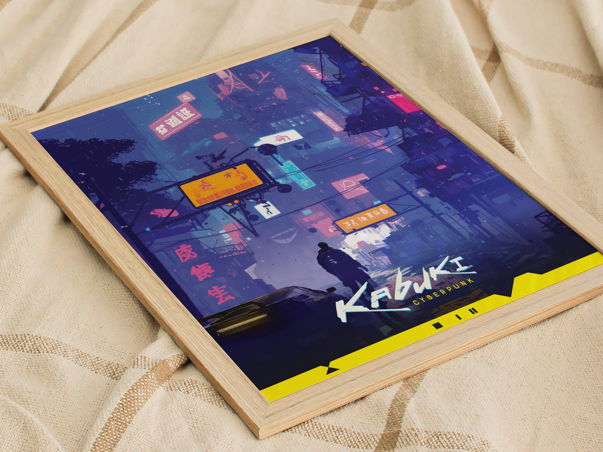 Kabuki Cyberpunk Poster | Night City Neon Market Wall Art