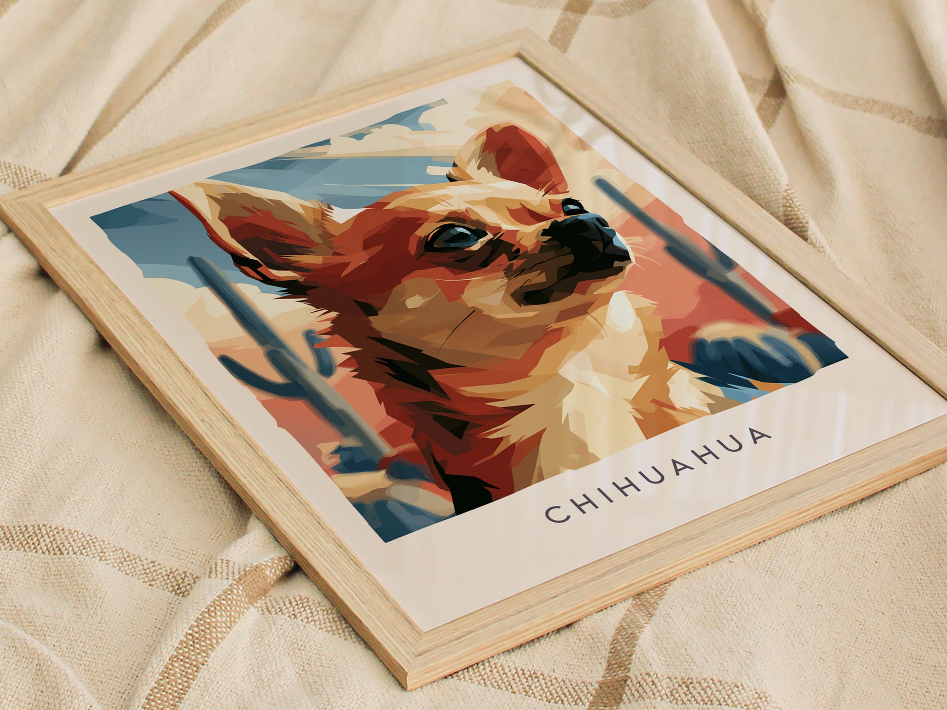 Chihuahua Poster | Bold Desert Dog Portrait Wall Art — styled in a modern interior