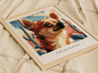Chihuahua Poster | Bold Desert Dog Portrait Wall Art — styled in a modern interior