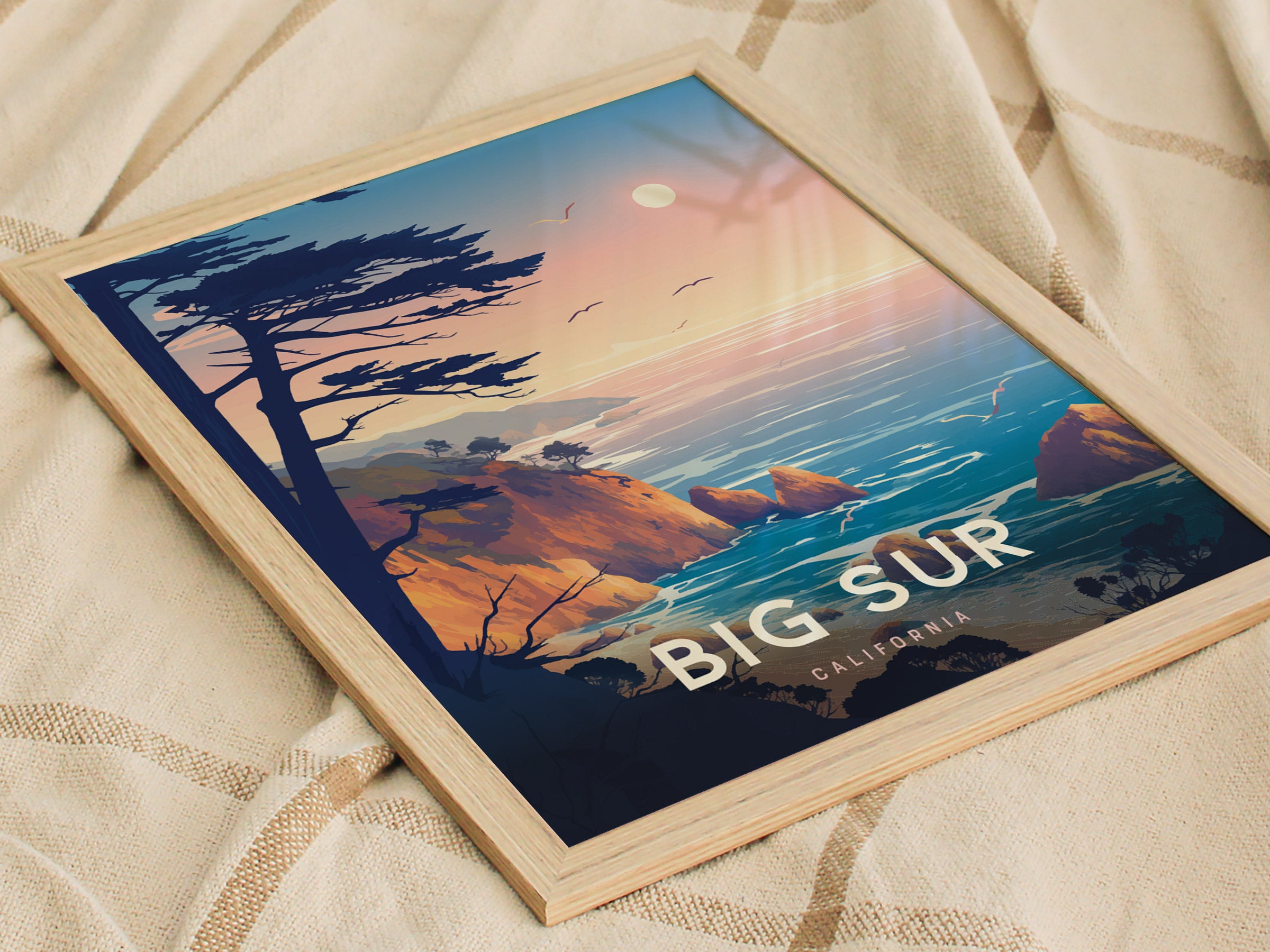 Big Sur California Poster | Pacific Coast Highway Cliffside Travel