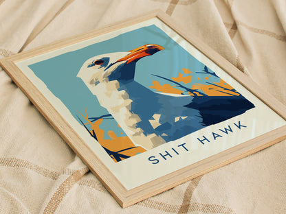 Shit Hawk Seagull Poster | Funny Beach Bird Art Gift