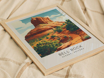 Bell Rock Matte Border Poster | Sedona, Arizona Travel Wall Art — styled in a modern interior